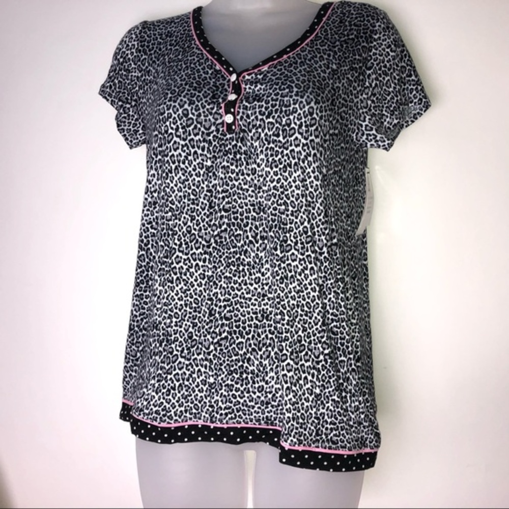 Rene Rofe Sleep Shirt Animal Print‎ Black & White NWT Small